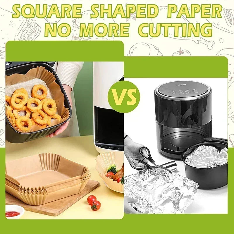 Set van 50 stuks Airfryer-accessoires Wegwerpbare antiaanbakpapieren bakvormpjes Bakovenpapier Aerogrill-bakvormpjes