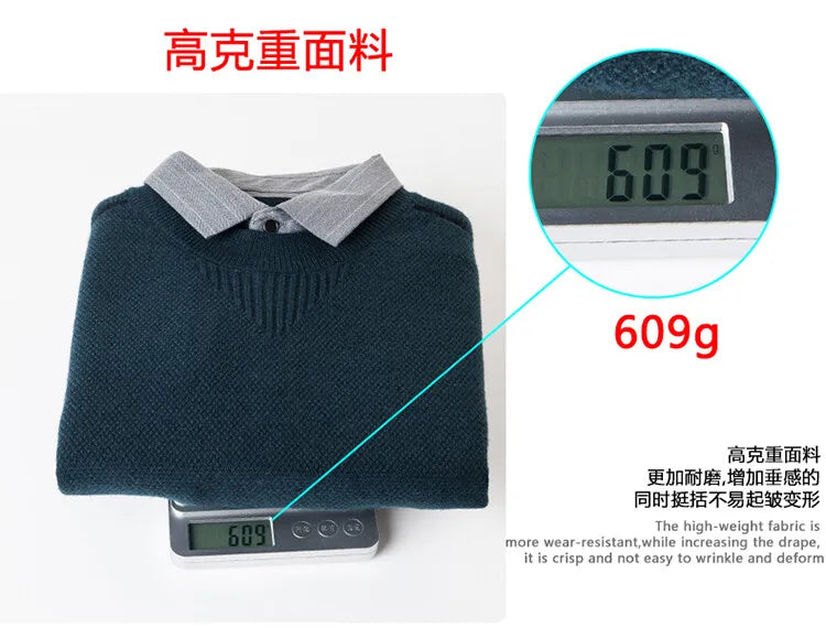 Men's Solid Colour Sweater, Stretchy and Warm For Autumn, Suitable For Business Casual and Male Daily Commute
