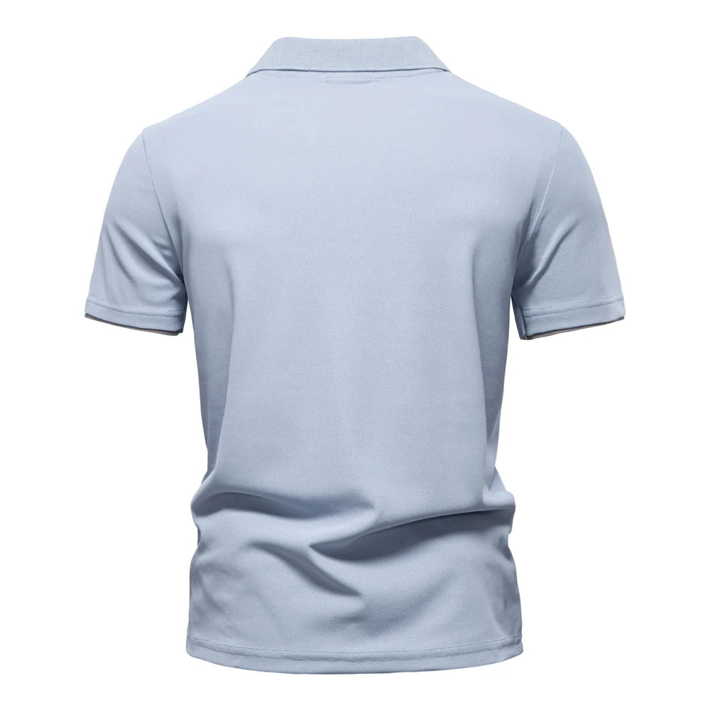 Men's Summer V-Neck Striped Polo Shirt Breathable Slim Fit Polo Shirts for Men Lightweight Casual Athletic Polo