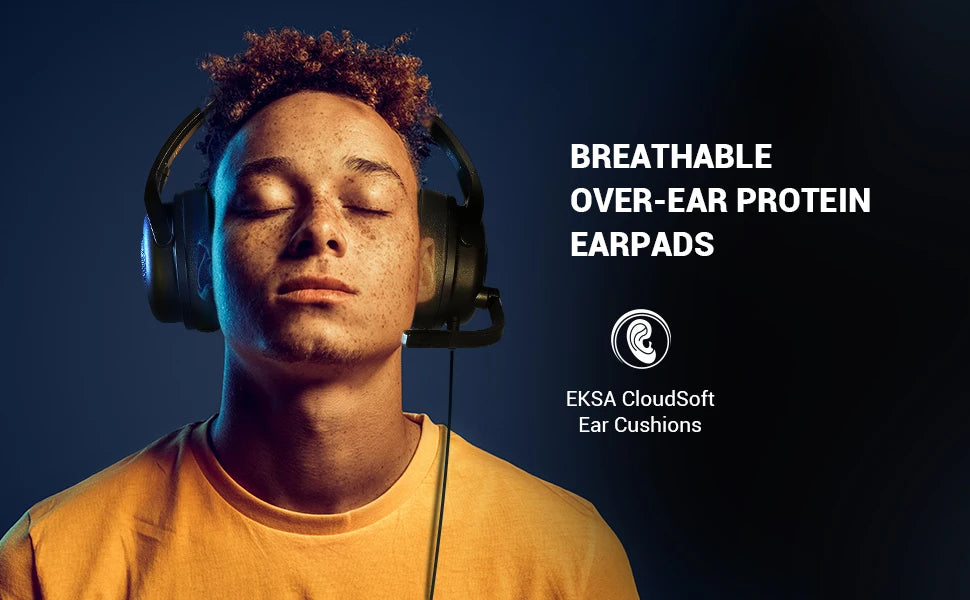 EKSA E4 Wired Headset Gamer 3.5mm Stereo Gaming Headphones with Microphone Superlight Over-ear Earphones for PC/PS4/PS5/Xbox