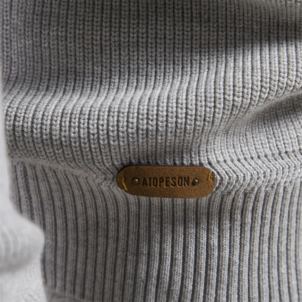 Men's Autumn Cotton Zipper Cardigan Casual Social Sweaters High Collar Warm Winter Knitted Sweater For Men