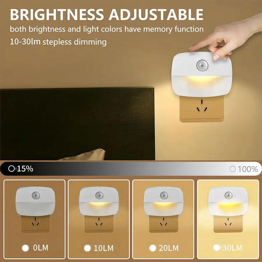 3 Colors LED Night Light with Motion Sensor EU US Plug in PIR Human Infrared Induction Lamp for Bedroom Hallway Stairs Kitchen