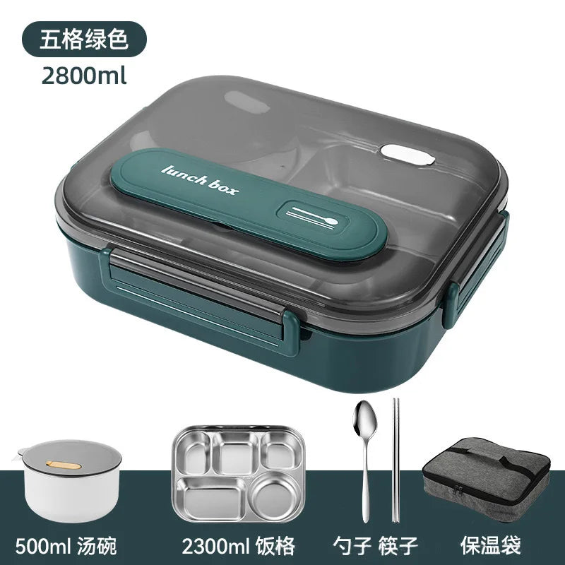Extra grote geïsoleerde, luchtdichte lunchbox van roestvrij staal (316) van voedingskwaliteit - magnetronbestendig voor kantoorpersoneel en studenten