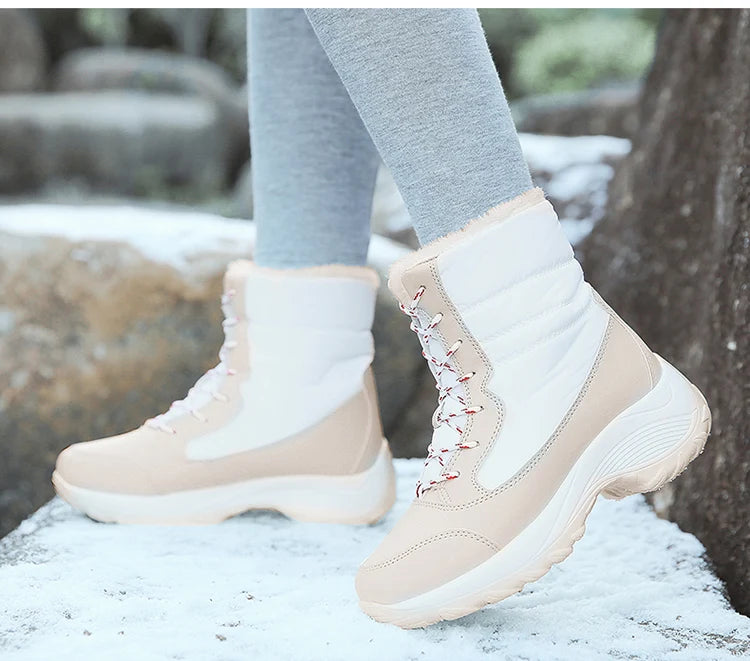 Women's Boots Snow Solid Shoes Woman Platform Women Shoes 2025 Trend Mid Women's High Boots Plush Women Boots Botas Mujer
