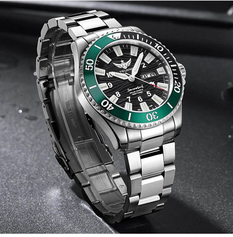 Yelang V1217 42mm Japan Eco-Drive Solar Watch Men's Watch 300M Diver Watch 30ATM Professional Waterproof Sapphire Luminous