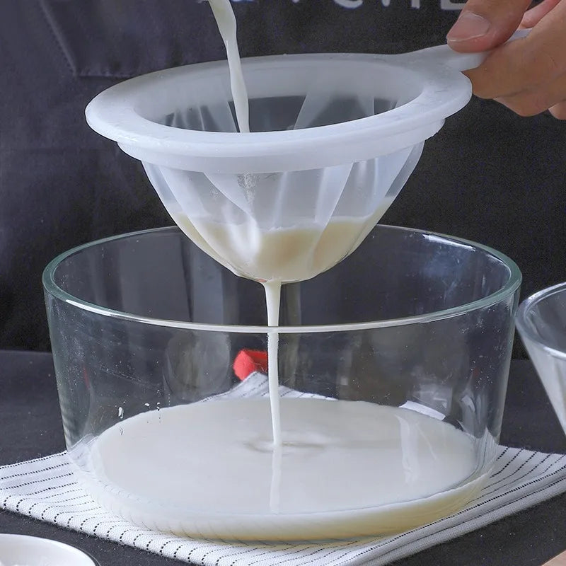 Kitchen Juice Sifter Reusable Nylon Fine Colander Mesh Sieve Strainer with Handle for Tea Soymilk Coffee Home Food Filter Tools