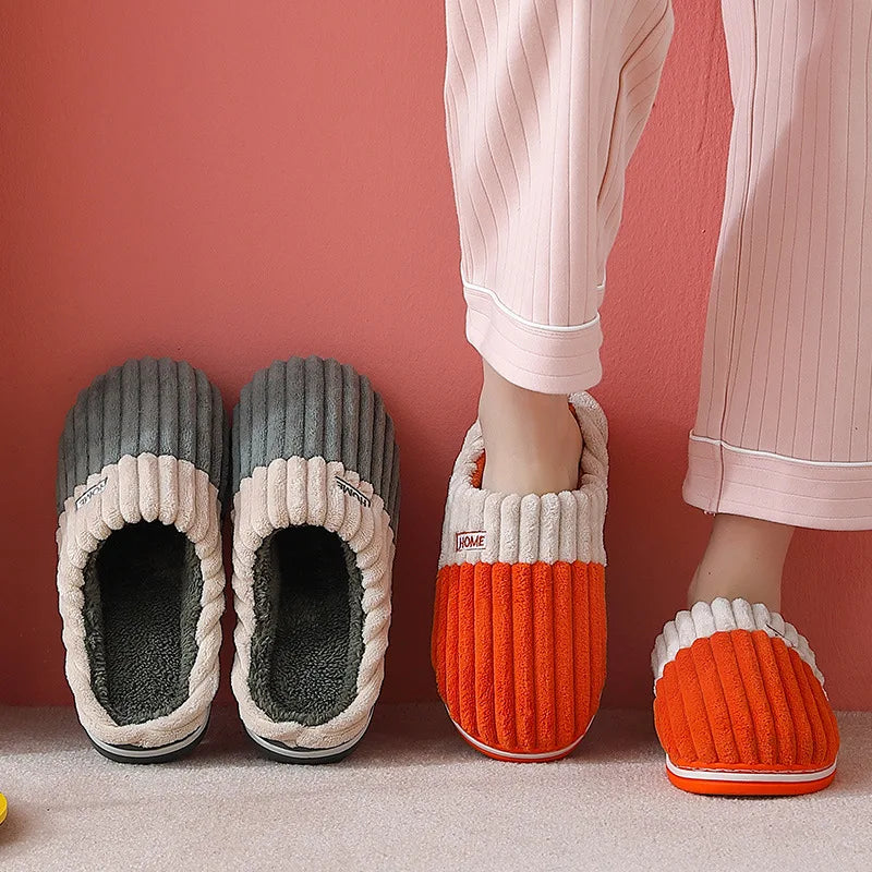 Unisex Fur Fluffy Indoor Slippers With Soft Comfy Furry Bedroom Slides and Non-Slip Plush Flat Cotton Shoes