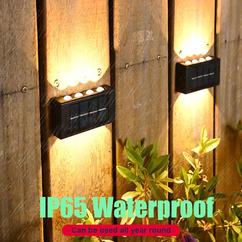 10 LED Solar Wandlamp Buiten Waterdicht Zonne-energie Licht Omhoog en Omlaag Verlicht Huis Tuin Veranda Tuindecoratie