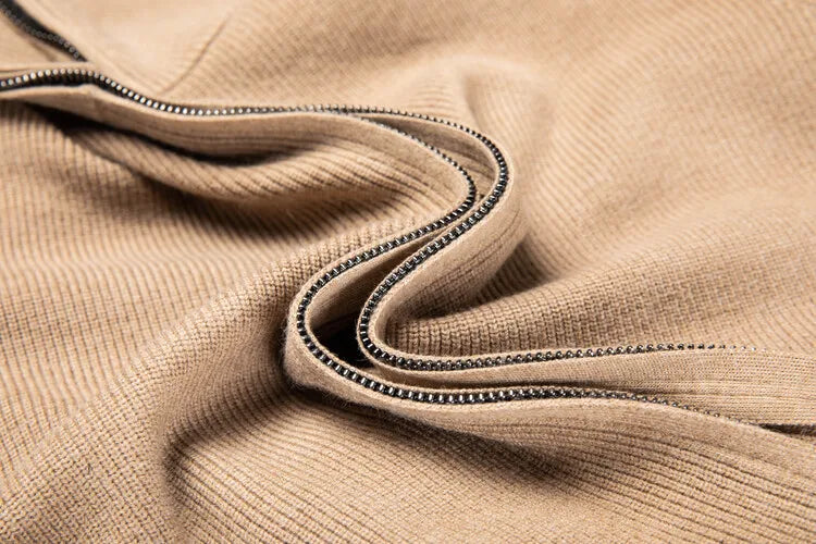 Men's Solid Colour Autumn Long-Sleeved Stretch Warm Cardigan, Daily Jacket Sizes M-4XL