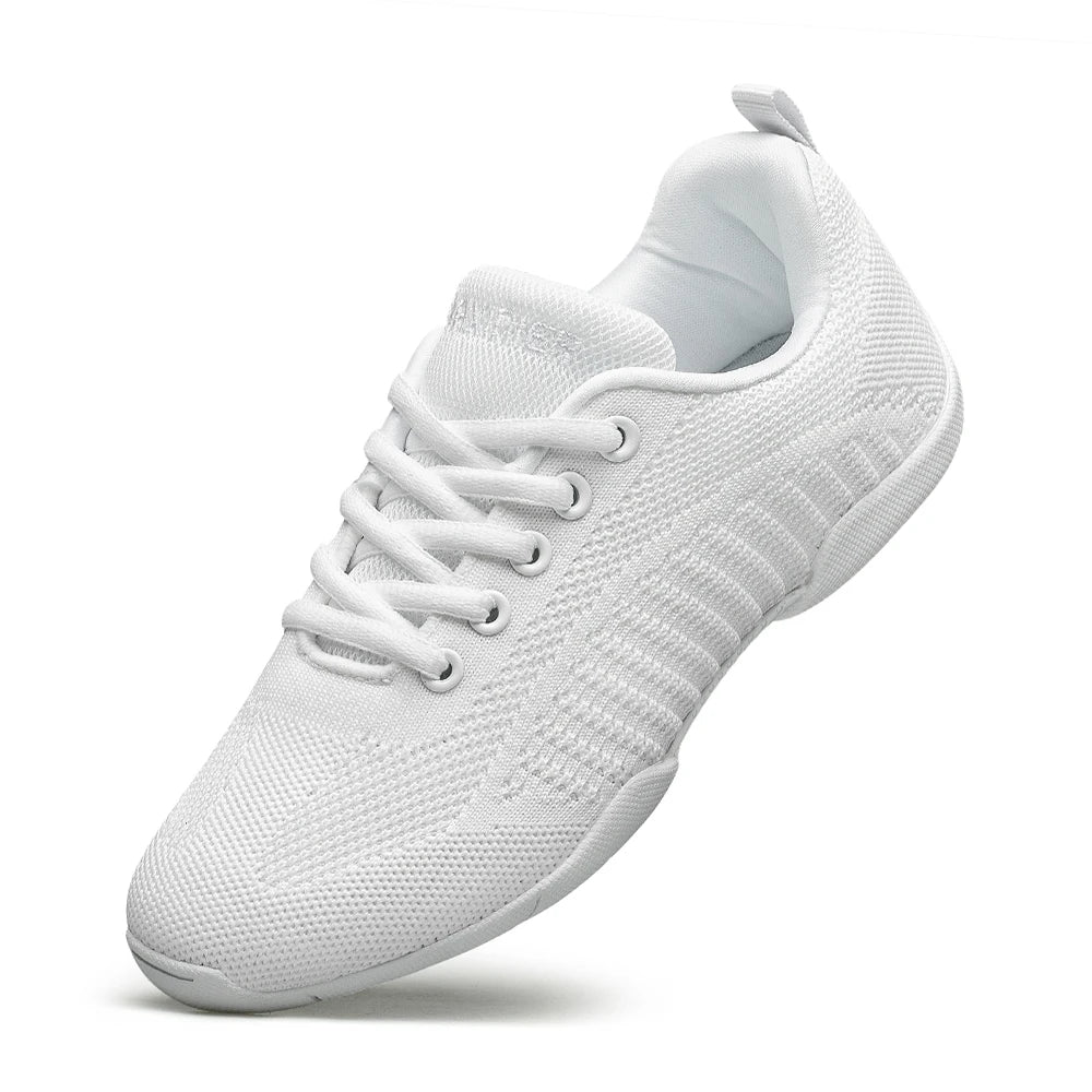 Girls White Cheer Shoes Trainers Breathable Kids Training Dance Shoes Lightweight Youth Cheer Competition Sneakers