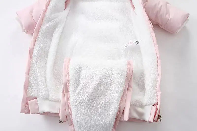Winter Baby Rompers Fur Lining Boys Jumpsuits Warm Fleece Padded Toddler Snowsuit Infant Outfit