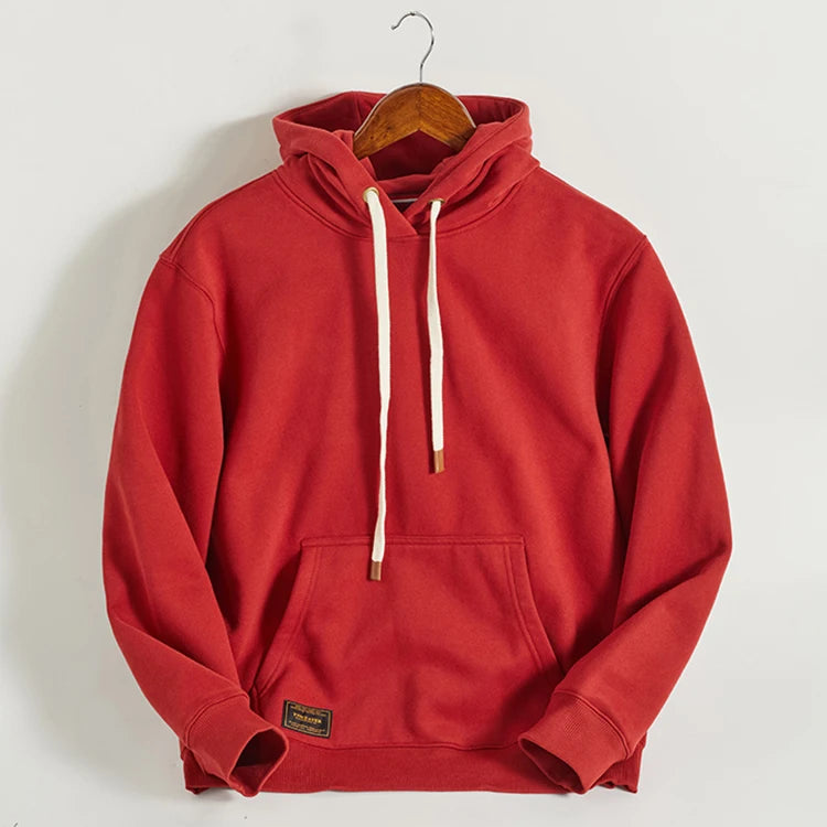 Herbst Winter Amerikanische Retro-Kapuzenpullover mit Kängurutasche Herrenmode Lose Lässige Pullover aus schwerem Samt