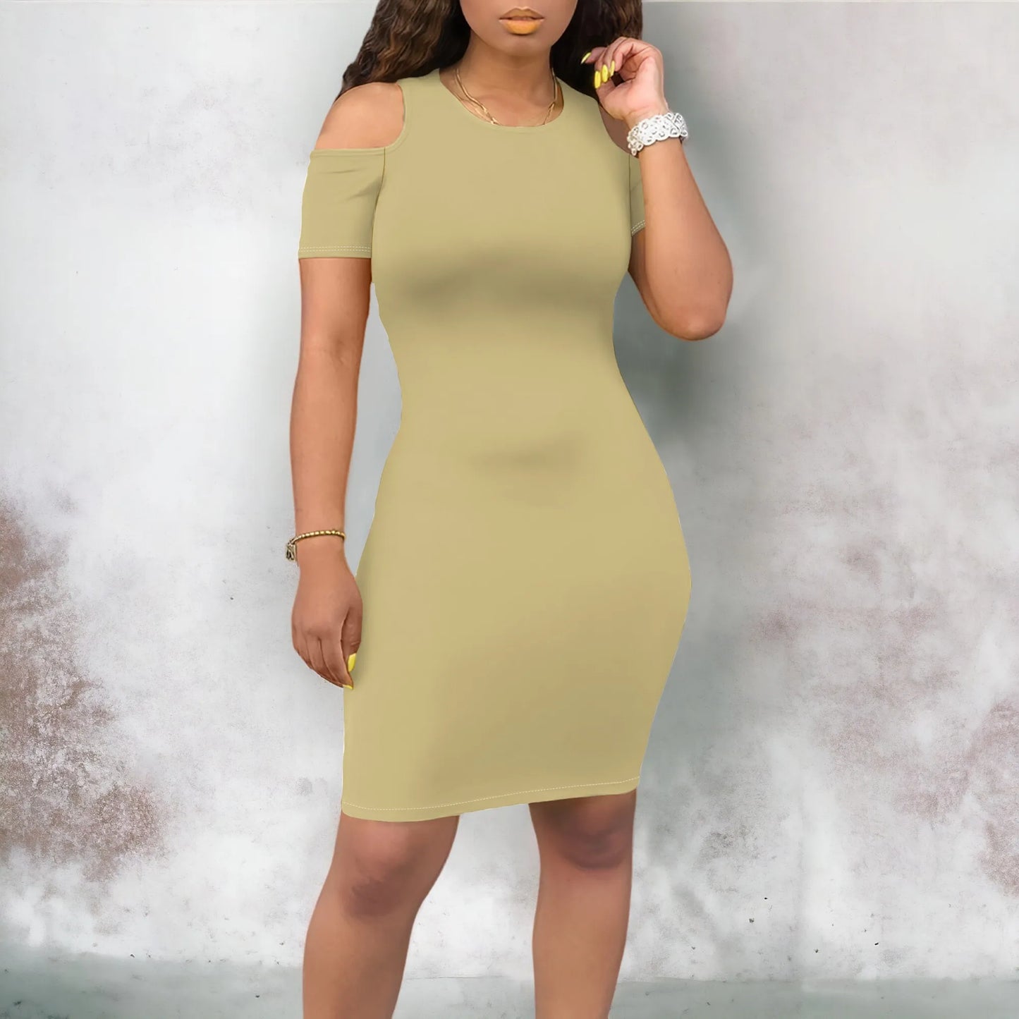 Summer Off Shoulder Dresses for Women Summer Crewneck Short Sleeve Casual Knee Length T Shirt Going Out Dresses