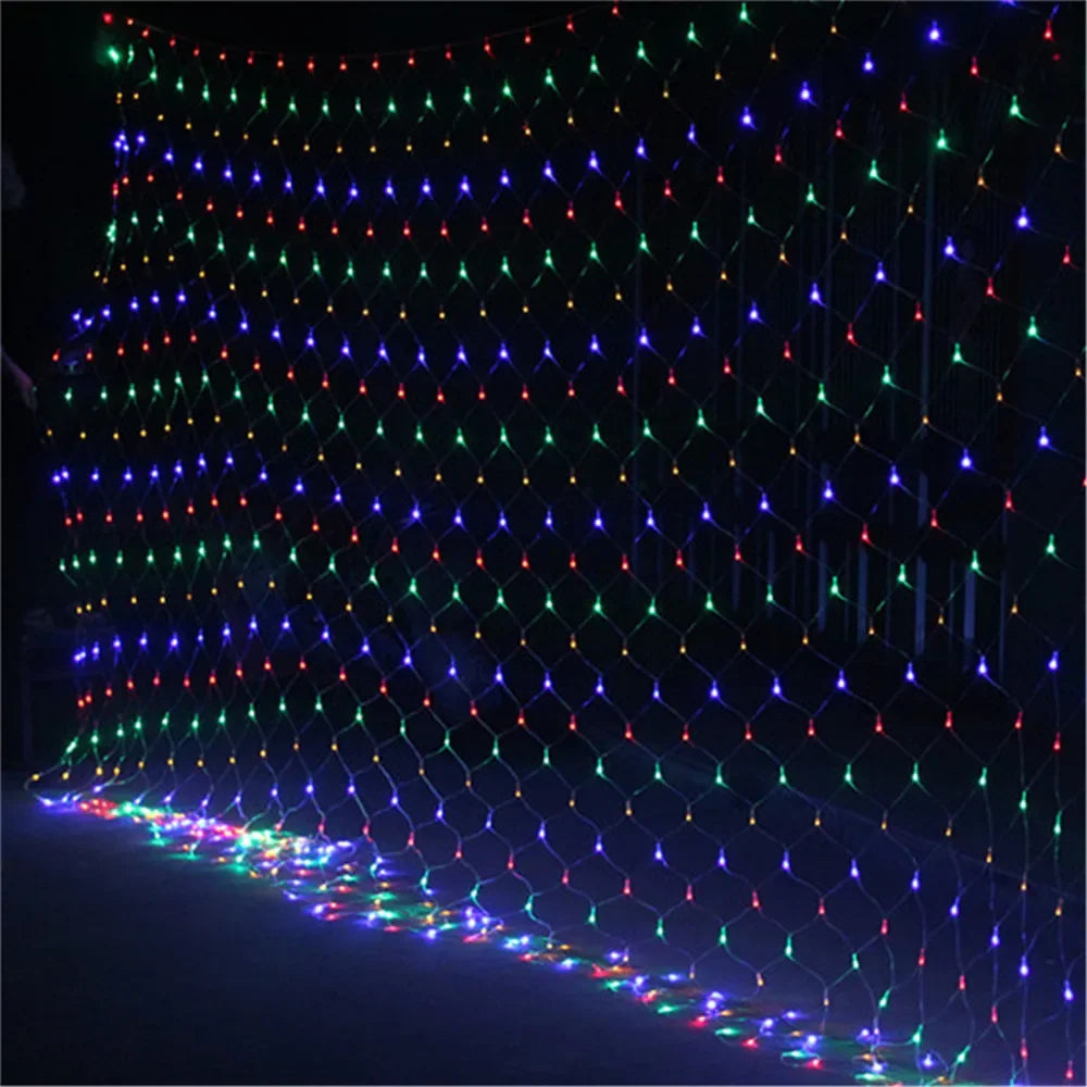 Christmas Net Mesh String Light Outdoor LED Garden Holiday Party Wedding Fairy Light Garland Tree Bushes Fence Wall Decor