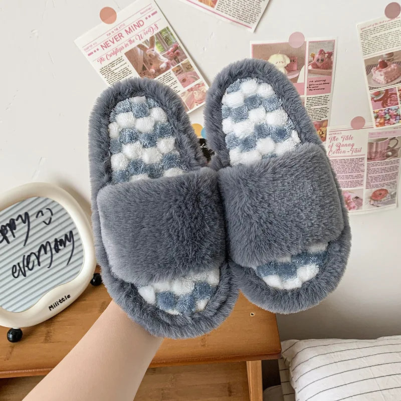 Kids' Slippers House Shoes Cotton Open Toe Winter Shoes Warm Anti-Slip Home Slipper Shoes For Girls Size 26-37