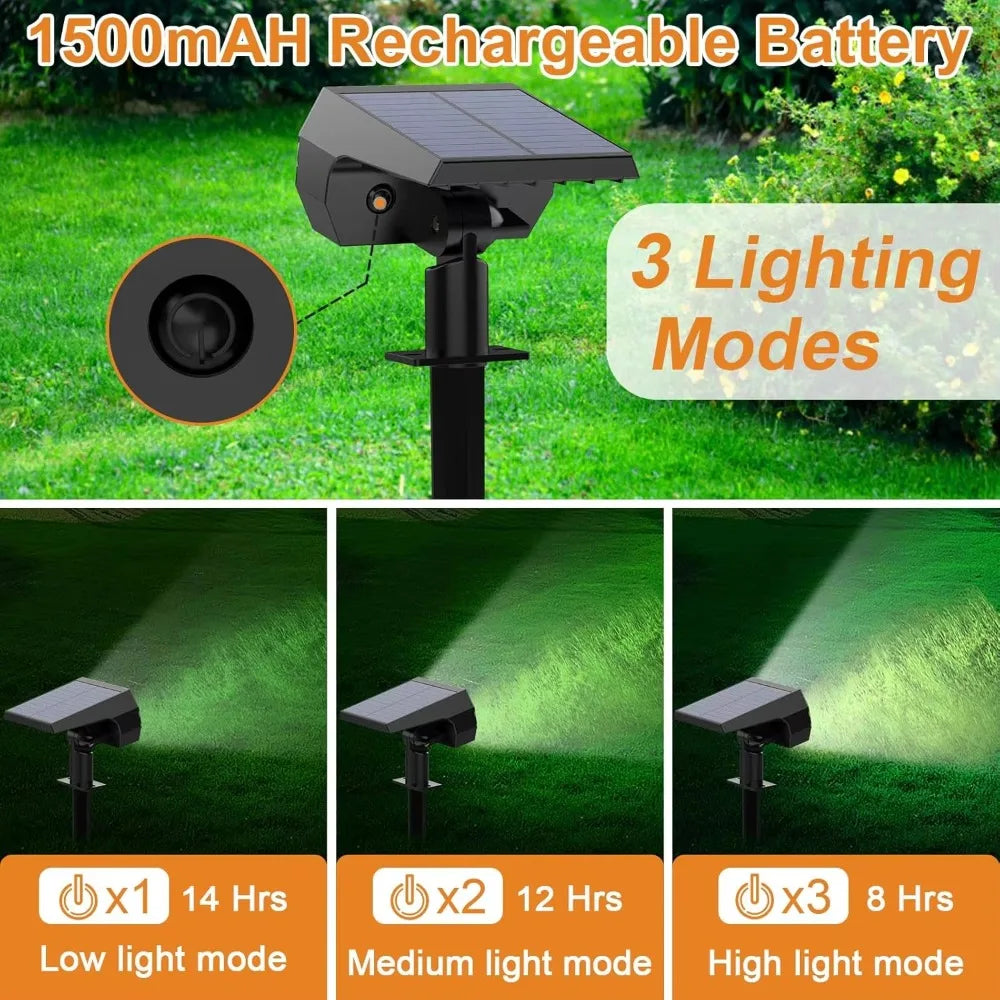 52 LED-Solarstrahler für den Außenbereich, IP65, wasserdicht, mit 3 Modi, Landschaftsbeleuchtung für Gehwege, Hof, Garten