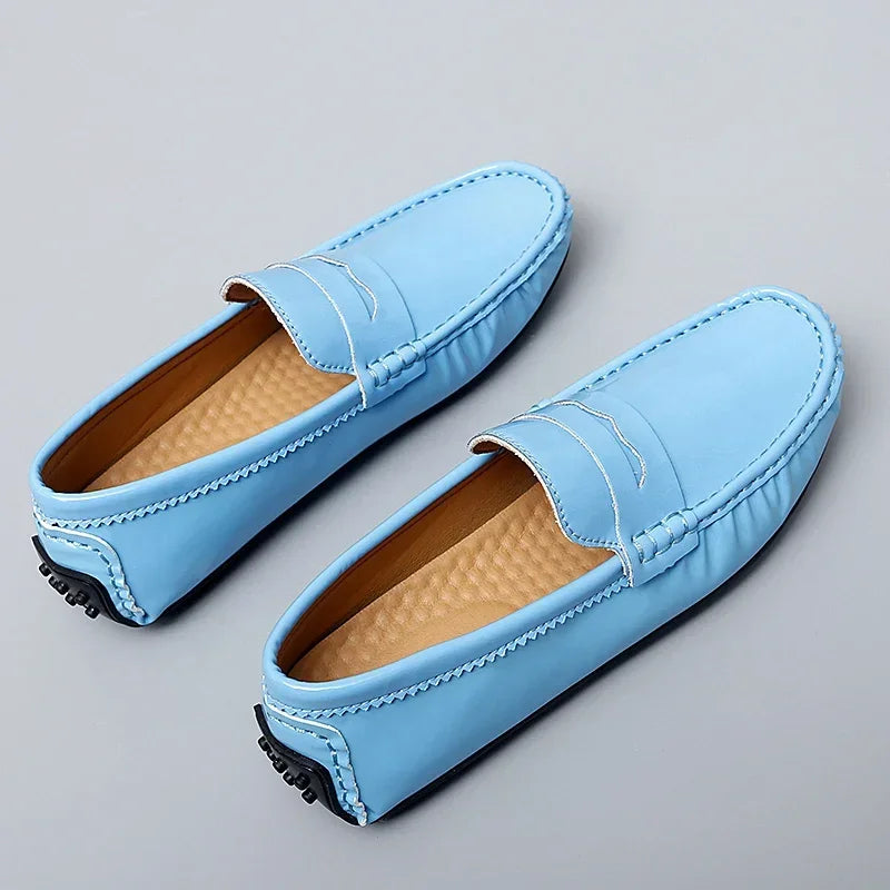 Fashion Style Men Blue Casual Loafers England Italy Stylish Trendy Male Formal Dress Shoes Large Size 35-48 Mens Moccasin Shoes