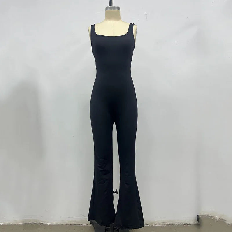 Sexy strakke jumpsuits voor dames, effen kleur, uitgehold, rugloos, mouwloos, yoga-rompertjes, vrouwelijke stretch, workout, liftende heupen, bodysuits