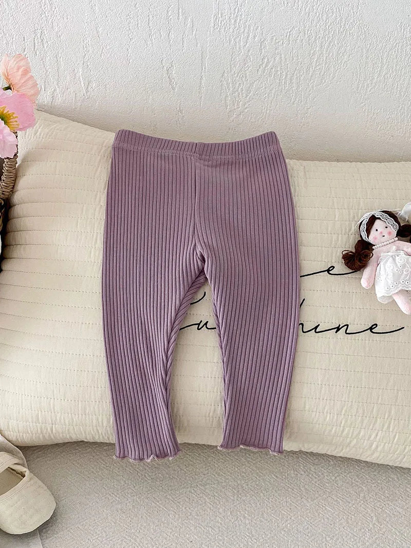 Herfst Baby Leggings Leuke Effen Kleur Meisjes Jongens Pit Strip Skinny Broek Ademende Peuterbroek 6M-3 & Unisex