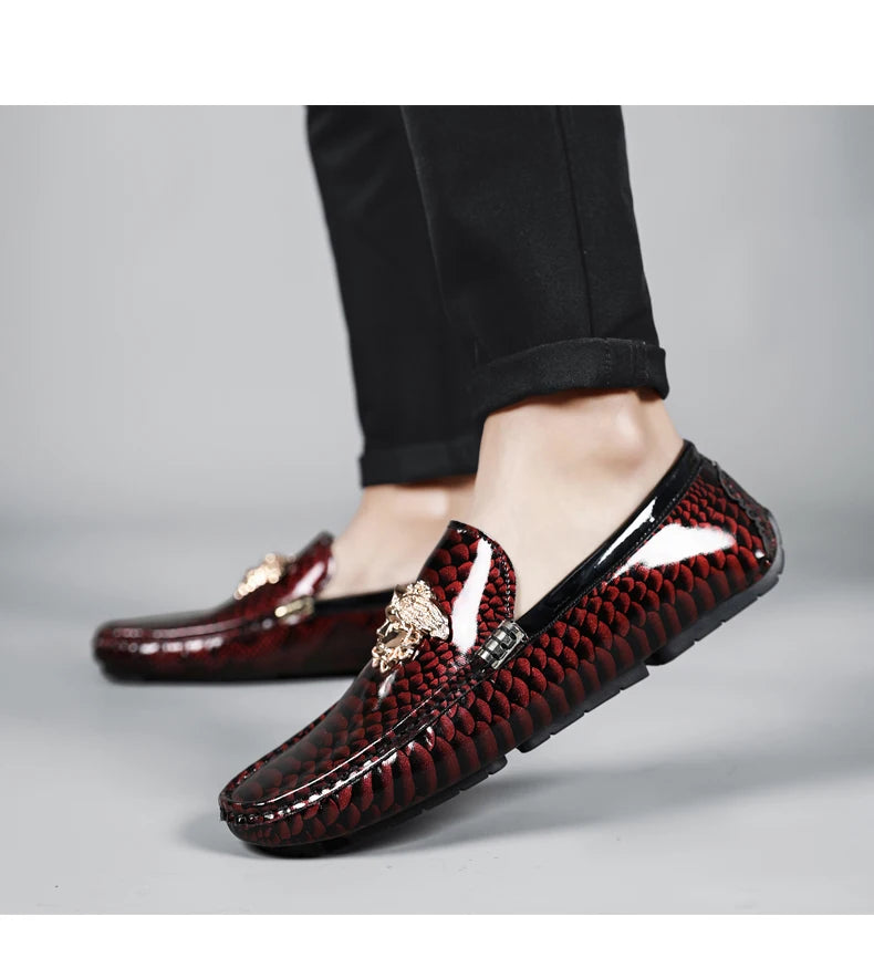 Luxury Trendy Mens Fashion Casual Shoes Popular Youth Daily Walking Shoes Red Business Moccasins Loafers Large Size 38-48