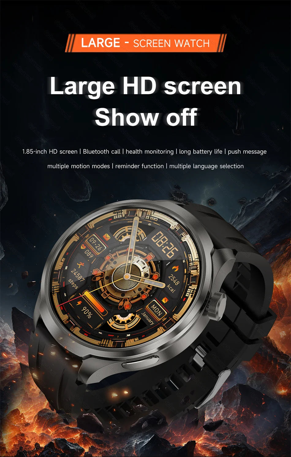 GPS Sports Smartwatch Men AMOLED Screen Compass Altimeter Heart rate BP NFC Bluetooth Call Smart Watch For Men - Compatible With HUAWEI IOS