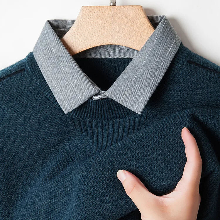 Men's Solid Colour Sweater, Stretchy and Warm For Autumn, Suitable For Business Casual and Male Daily Commute