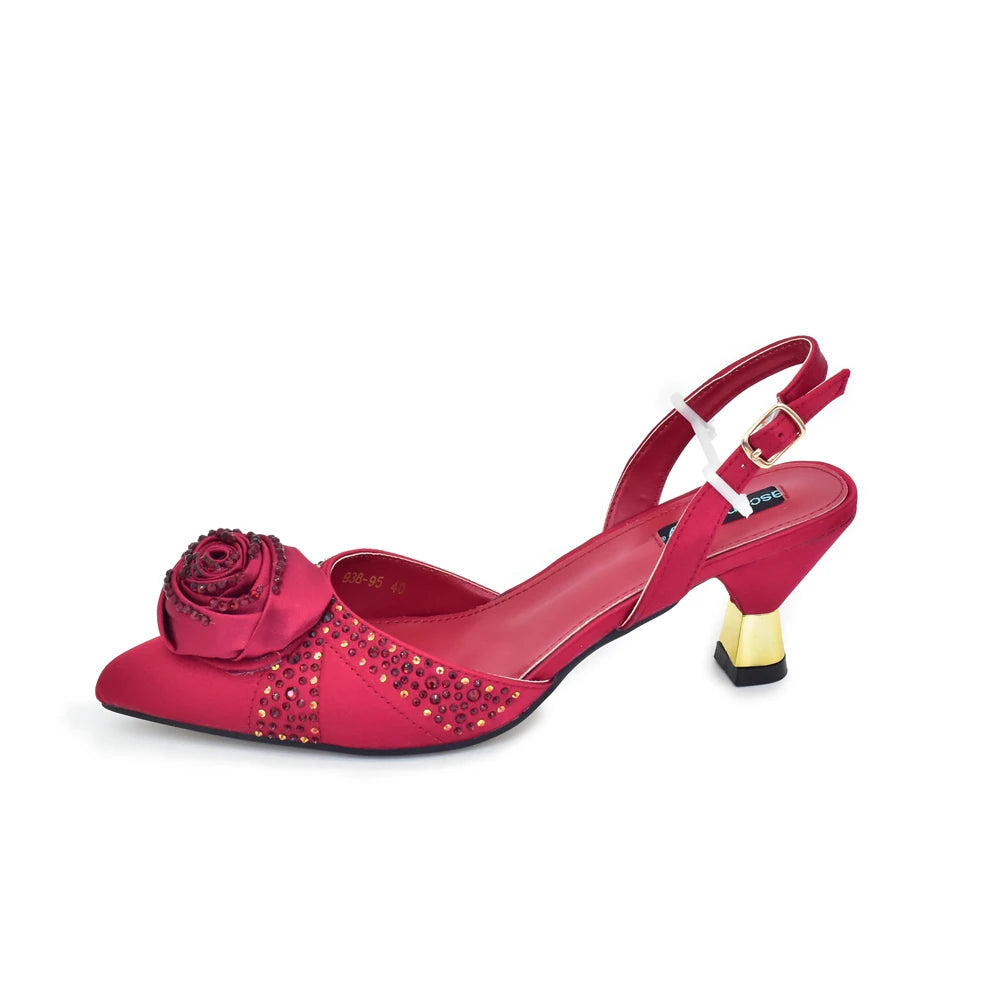 2025 Italian Design African Women's High Heels Pointed Toe Sandals Party Wedding Party Shoes and Bags Set for Wedding