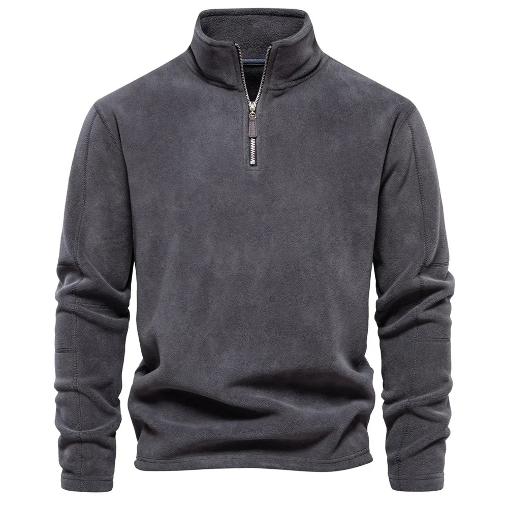 Men's Thickened Warm Fleece Sweatshirt Jacket Quarter Zipper Mock Neck Pullover Men's Sweatshirt Soft Shell Jacket