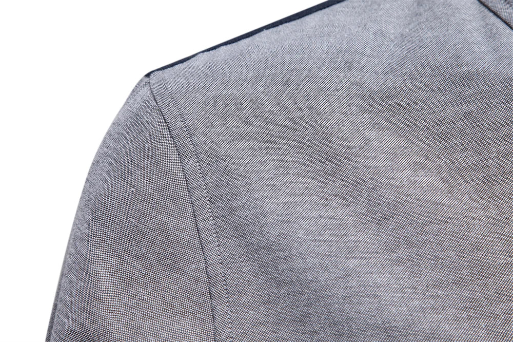 Men's Spring Patchwork Oxford Shirt Casual Wear Cotton Blend Pocket Shirts For Men