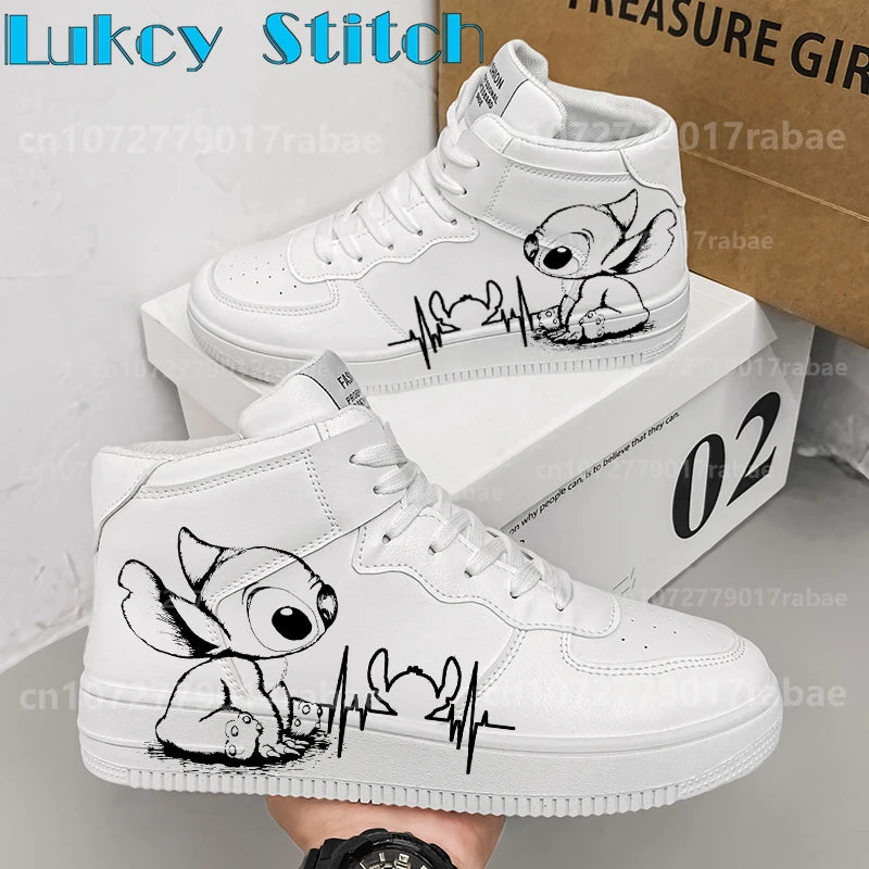 Lilo Stitch Shoes 3D Print Sneakers Anime Cartoon Teenager Boy High Top Outdoor Basketball Sports Casual Men Woman Shoes