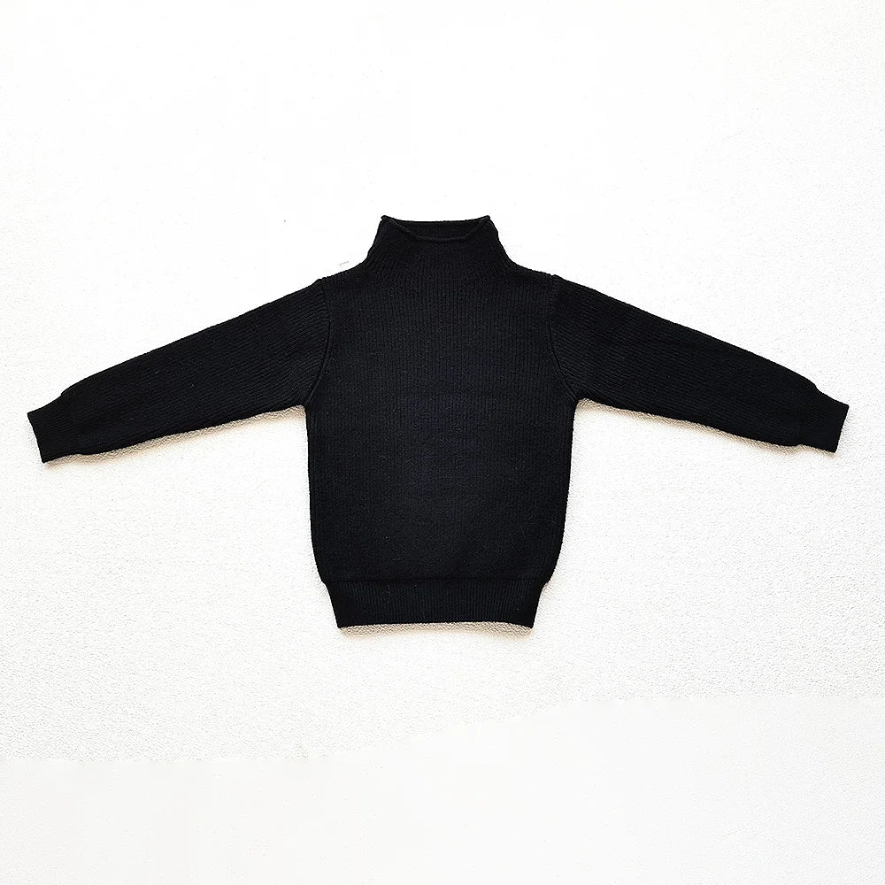 2025 Autumn Winter Comfort Kids Turtleneck Pullover Sweaters Solid Boys Girls Matching Knit Tops Toddler Warm Knitwear Sweaters 1-12Y Unisex