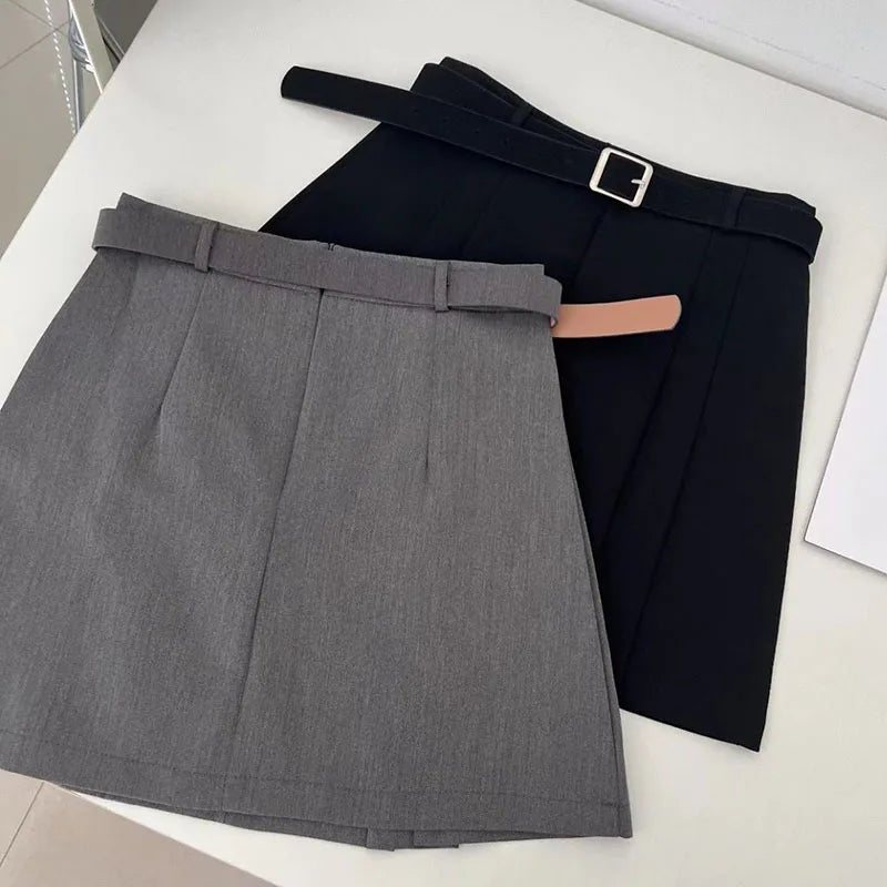 Preppy Style A-Line Skirt for Women Summer New High Waist Black Gray Pleated Skirts Female Casual Student Mini Skirts
