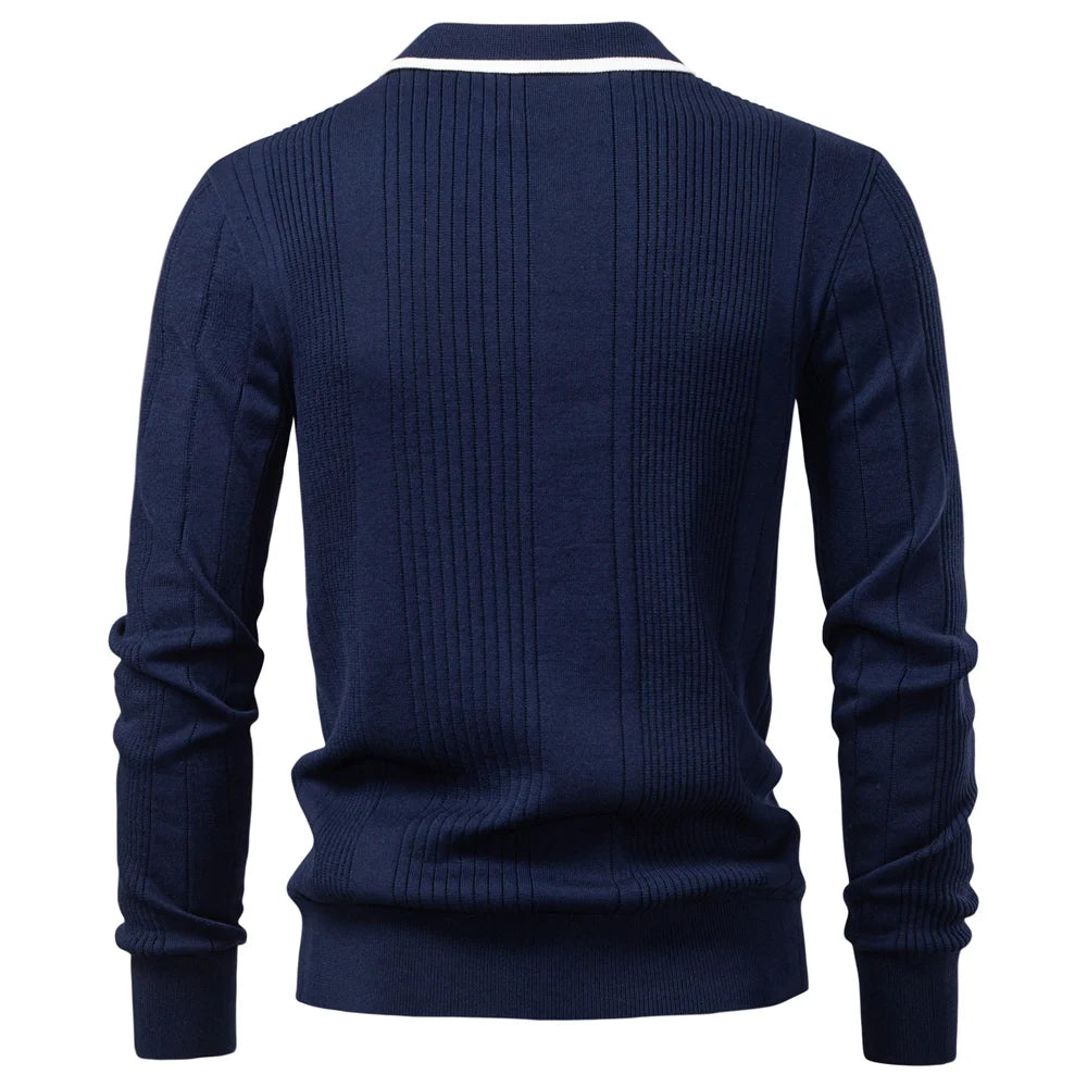 2025 Men's Button Down Polo Shirt Solid Colour Stripe Long Sleeve Autumn Winter Luxury Warm Touch Business Casual Polo Men's Shirts