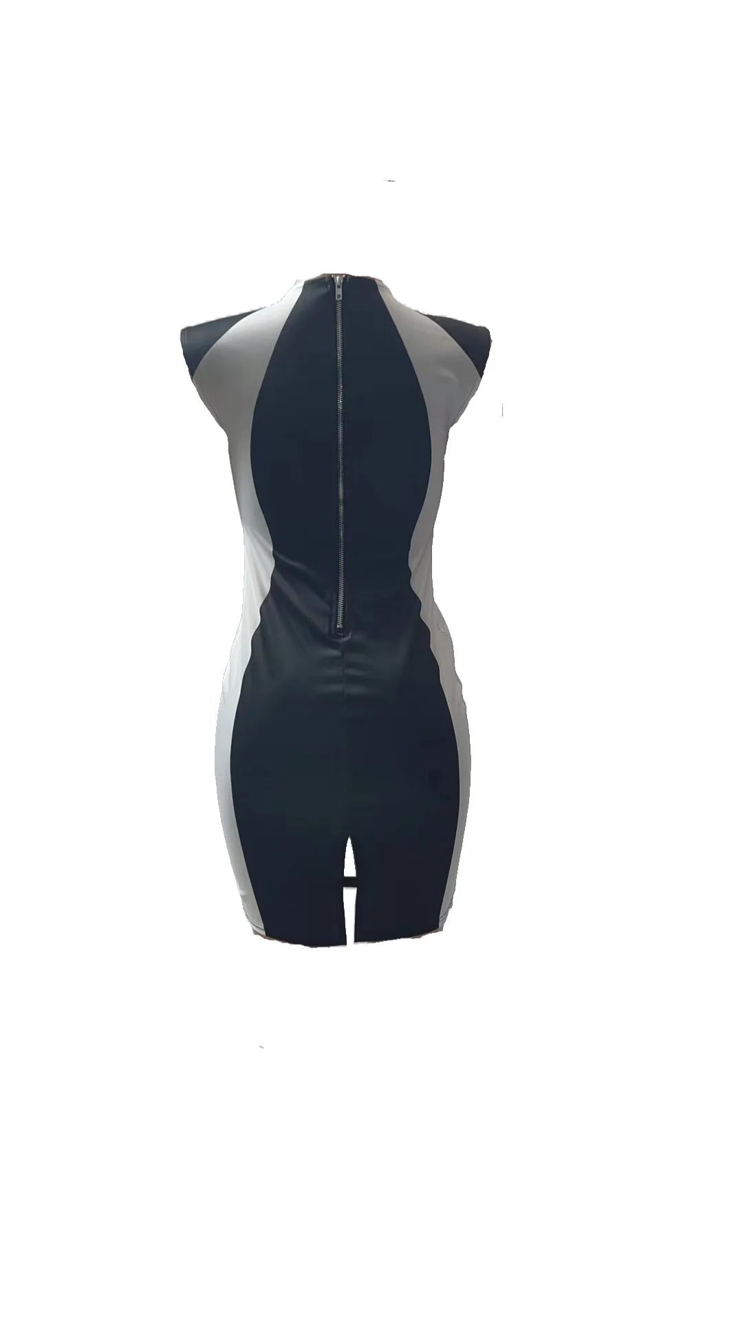 Elegant Women Party Club Dresses Summer Fashion Colorblock Round Neck Bodycon Dress Sleeveless Casual Mini Black Dress