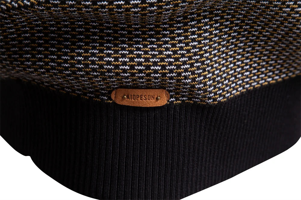 Men's Classic Striped Knitwear Cotton Blend Sweater Mock Neck Warm Thickened Luxury Winter Male Sweaters