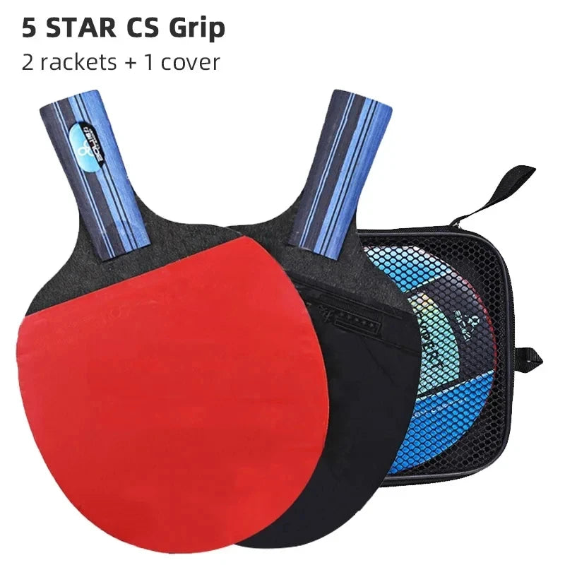 5/6 Star Tafeltennisracket 2PCS Professionele Ping Pong Racket Set Pimples-in Rubber Hoge Kwaliteit Blade Bat Paddle met Tas