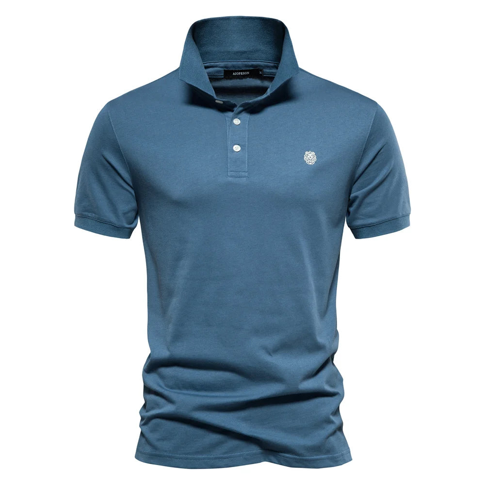 100% Cotton Embroidery Men's Polo Shirts Solid Colour Short Sleeve Polo Shirts Summer Social Polos For Men
