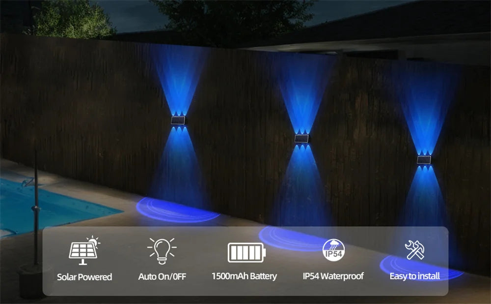 4/6/8 LED Solar Hekverlichting RGB Wandlamp Buiten Moderne Op en Neer Verlichting Waterdichte Tuin Garage Veranda 2 Modus Tuinverlichting