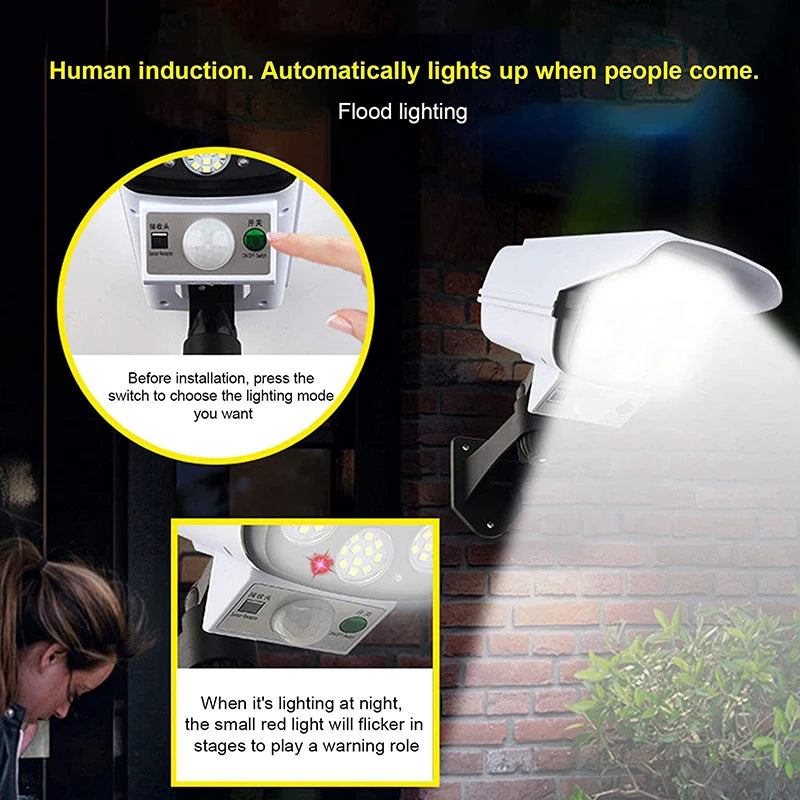 77 LED Solar Light Bewegingssensor Beveiligingscamera Dummy Draadloze Buitenschijnwerper IP65 Waterdichte Lamp 3 Modi Voor Thuis Tuin