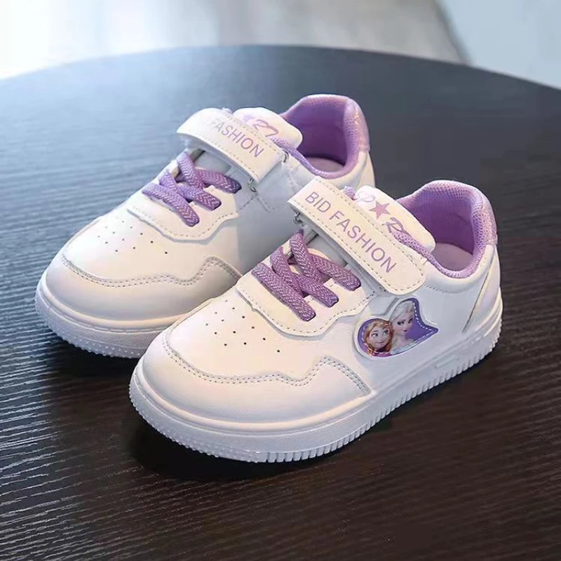 Unisex Children's Casual Shoes White Frozen Princess Elsa Anna Flats Light Running Soft Soles Fashion Brand Shoes
