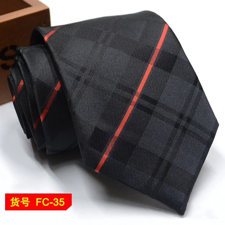 Men's Solid Color Stripe Floral Jacquard Necktie 7-8cm Width Fashionable Daily Wear Cravat for Wedding Party Gift
