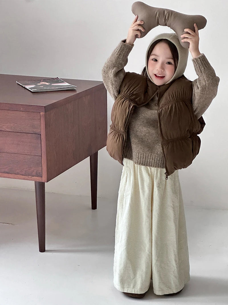 New Autumn & Winter Kids Vest Children's Thickened Turtleneck Waistcoat Korean Style Girls Boys Trendy Warm Outwear 2-6Y Unisex