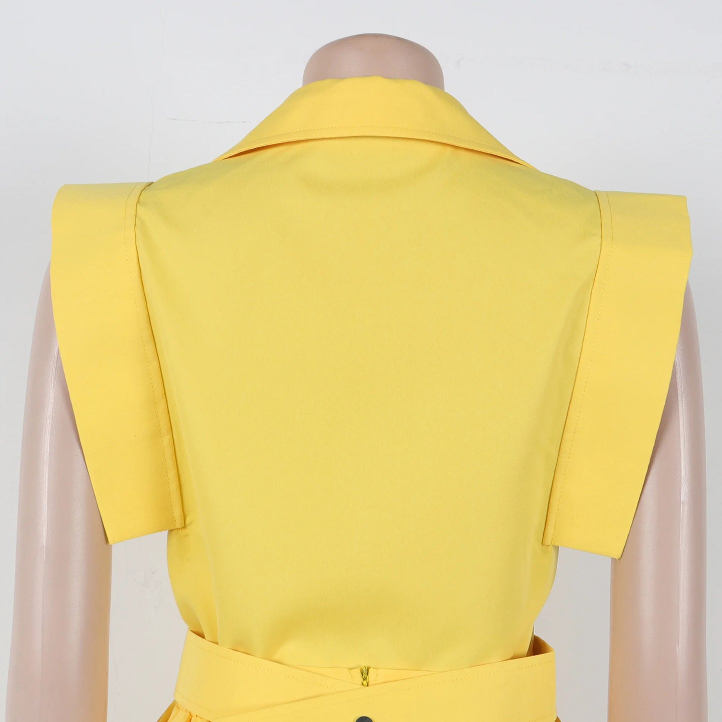Women's Casual Solid Color Sleeveless Button Front Shirt Blouse and High Waist Big Swing Skirt 2pcs Set