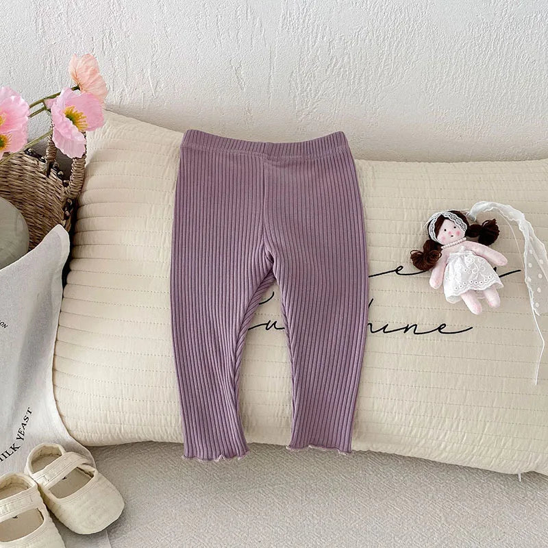Herfst Baby Leggings Leuke Effen Kleur Meisjes Jongens Pit Strip Skinny Broek Ademende Peuterbroek 6M-3 & Unisex