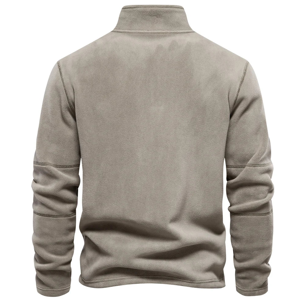 Men's Quality Thickened Warm Fleece Jacket for Men Zipper Neck Pullover Male Sweatshirt Soft Shell Jacket