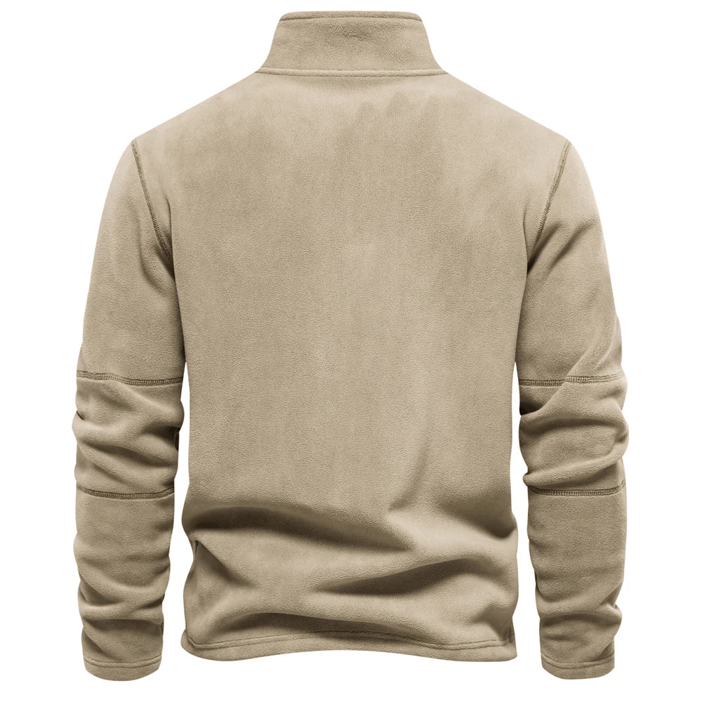 Men's Quality Thickened Warm Fleece Jacket for Men Zipper Neck Pullover Male Sweatshirt Soft Shell Jacket