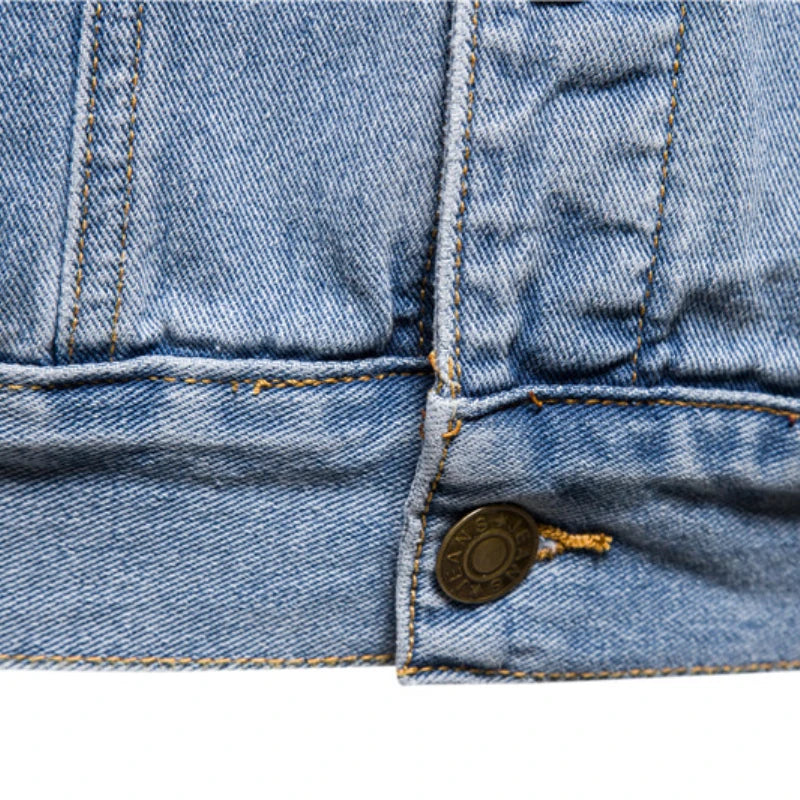 Cotton Denim Jacket Men's Casual Solid Colour Lapel Single Breasted Jeans Jacket Autumn Slim Fit Quality Men's Jackets