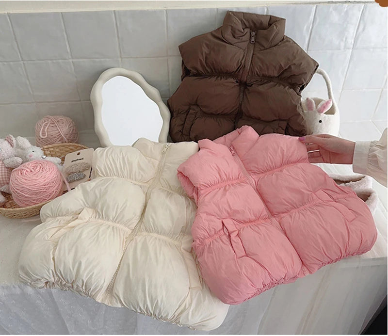 New Autumn & Winter Kids Vest Children's Thickened Turtleneck Waistcoat Korean Style Girls Boys Trendy Warm Outwear 2-6Y Unisex