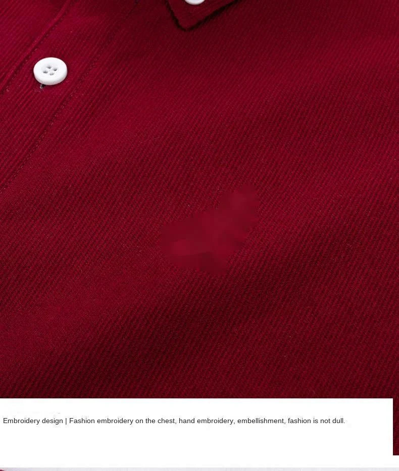 Reversknopf Allgleiches Stickerei Warme Hemden Herrenbekleidung Herbst Neue Übergroße Casual Tops Lose Koreanische Hemd