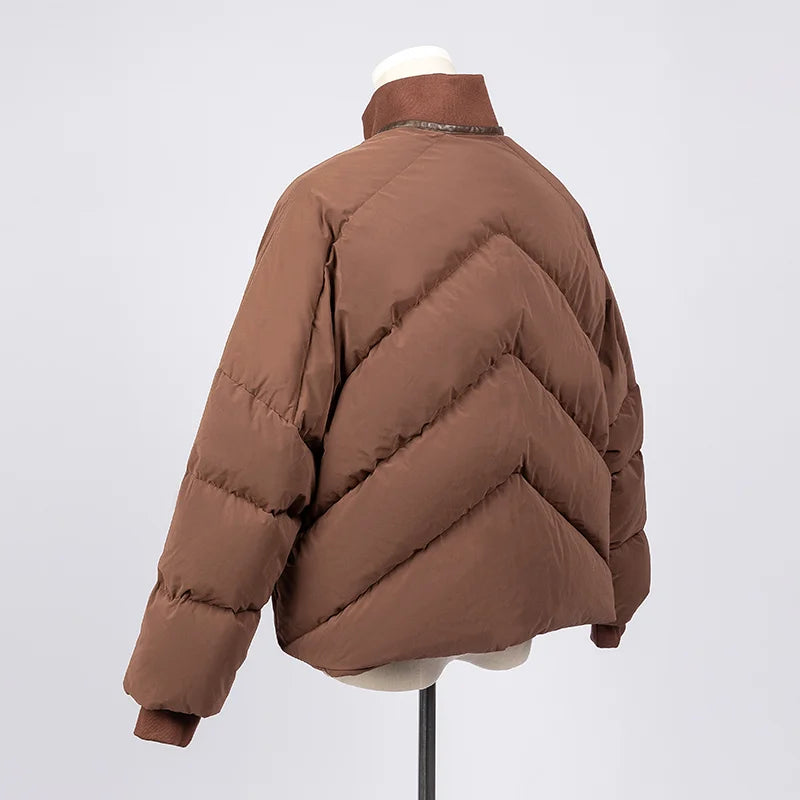Women's High Quality Luxury Winter Puffer Jacket, White Goose Down Coats For Ladies